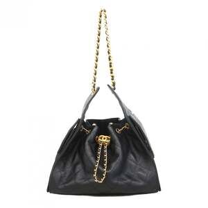 Chanel Shoulder Bag Chain 25 Caviar Skin Black Women's